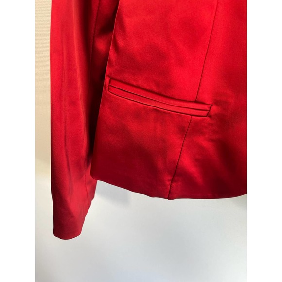 ABS Collection Allen Schwartz Red Satin Blazer Jacket Women's Size 8 - Picture 5 of 14